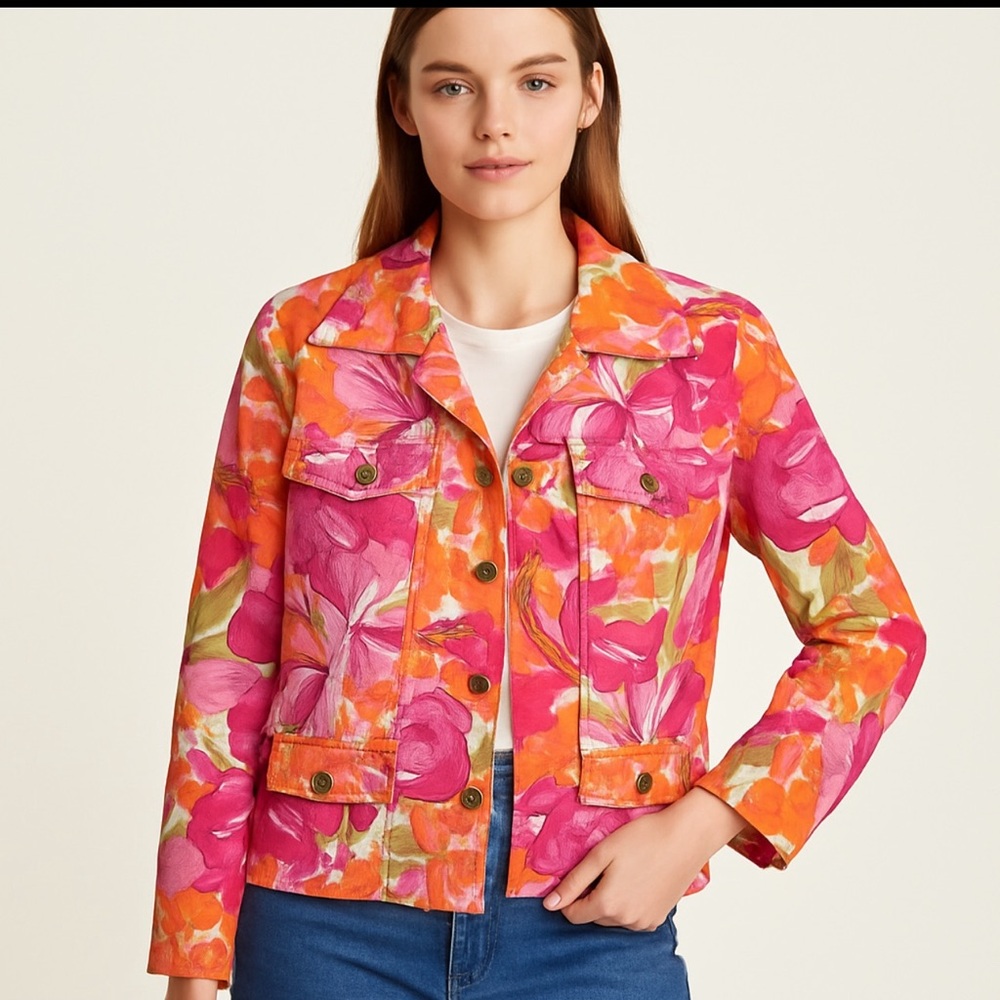Anthracite Bright Floral Women's Jacket size 6
